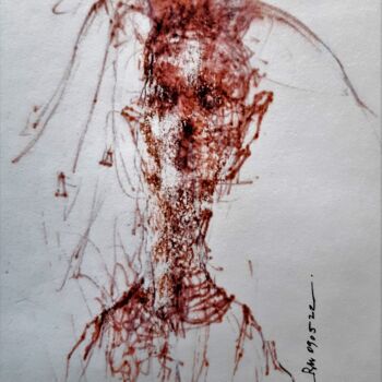 Zeichnungen mit dem Titel "Noch ein Wirrkopp." von Stephan Rodriguez Warnemünde, Original-Kunstwerk, Pigmente