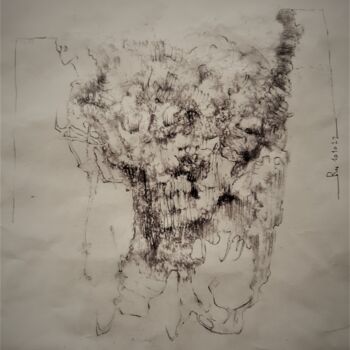 Zeichnungen mit dem Titel "Baumgesicht (2)" von Stephan Rodriguez Warnemünde, Original-Kunstwerk, Bleistift