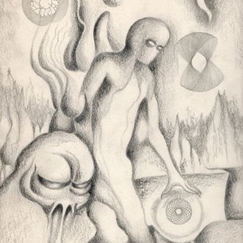 Drawing titled "Nie z tego świata" by Waldemar Wojtowicz, Original Artwork, Pencil