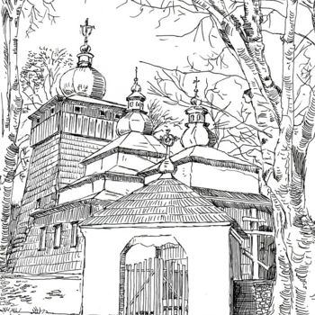 Rysunek zatytułowany „Cerkiew 2” autorstwa Waldemar Wojtowicz, Oryginalna praca, Marker
