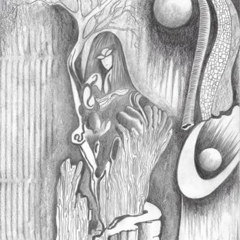 Drawing titled "Percepcja" by Waldemar Wojtowicz, Original Artwork, Pencil