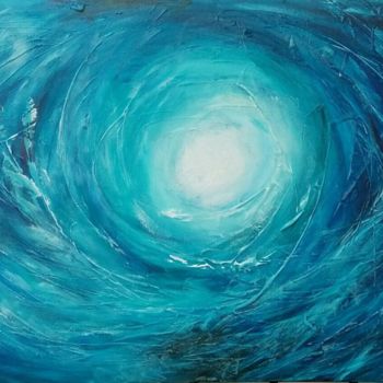 Painting titled "Oceanic Vortex" by Wasantha Ranjan, Original Artwork, Acrylic Mounted on Wood Stretcher frame