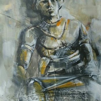 Schilderij getiteld "Master of Routine" door Wasantha Ranjan, Origineel Kunstwerk, Acryl Gemonteerd op Frame voor houten bra…