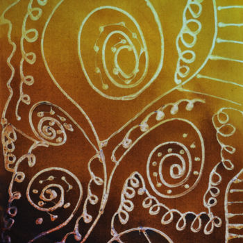 Painting titled "Oriental Spirals" by Wasantha Ranjan, Original Artwork, Acrylic Mounted on Wood Stretcher frame