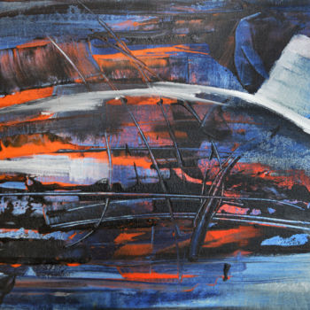 Painting titled "Sea and Land" by Wasantha Ranjan, Original Artwork, Acrylic Mounted on Wood Stretcher frame