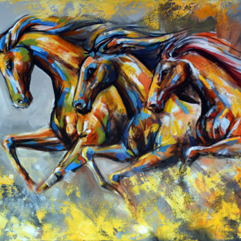 Painting titled "Born to be Wild" by Wasantha Ranjan, Original Artwork, Acrylic Mounted on Wood Stretcher frame