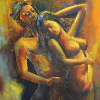 Painting titled "Together We Stay" by Wasantha Ranjan, Original Artwork, Acrylic Mounted on Wood Stretcher frame