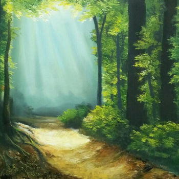 Painting titled "Secret Gateway" by Wasantha Ranjan, Original Artwork, Acrylic Mounted on Wood Stretcher frame