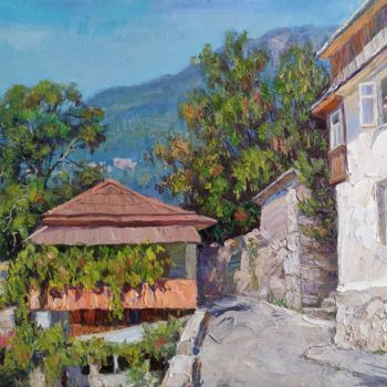 Painting titled "sunny day" by Vasiliy Nesterov, Original Artwork, Oil Mounted on Other rigid panel