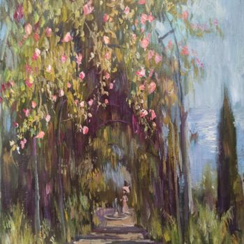 Painting titled "Quiet park" by Vasiliy Nesterov, Original Artwork, Oil