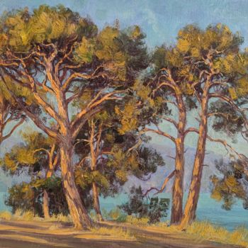 Painting titled "Evening. Pines" by Vasiliy Nesterov, Original Artwork, Oil
