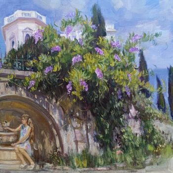 Painting titled "Small fountain" by Vasiliy Nesterov, Original Artwork, Oil