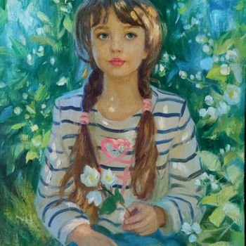 Картина под названием "In the spring garden" - Vasiliy Nesterov, Подлинное произведение искусства, Масло