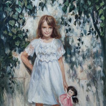 Painting titled "Девочка освещенная…" by Vasiliy Nesterov, Original Artwork, Oil
