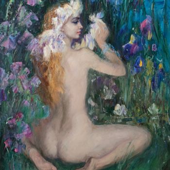 Ζωγραφική με τίτλο "Water princess" από Vasiliy Nesterov, Αυθεντικά έργα τέχνης, Λάδι Τοποθετήθηκε στο Ξύλινο φορείο σκελετό