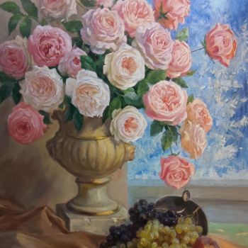 Peinture intitulée "Winter roses" par Vasiliy Nesterov, Œuvre d'art originale, Huile