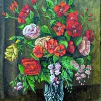 Ζωγραφική με τίτλο "Bouquet de roses" από Pierre Wasse, Αυθεντικά έργα τέχνης, Λάδι