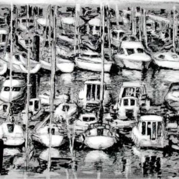 Drawing titled "Les bateaux" by Pierre Wasse, Original Artwork, Other