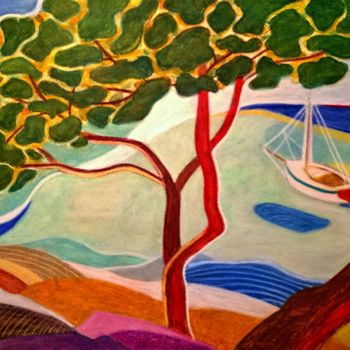 Painting titled "Corniche" by Wass Laouir, Original Artwork, Pastel