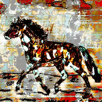 Painting titled "Horse Digital Art" by Charles Waswa, Original Artwork, Pastel