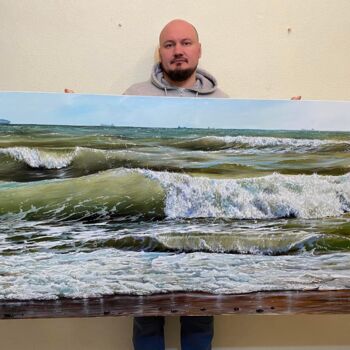Painting titled "Наш берег" by Water-Man, Original Artwork, Oil