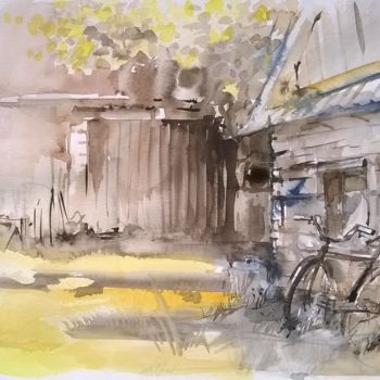 Malarstwo zatytułowany „The bike” autorstwa Watercolorist Lorand Sipos, Oryginalna praca, Akwarela