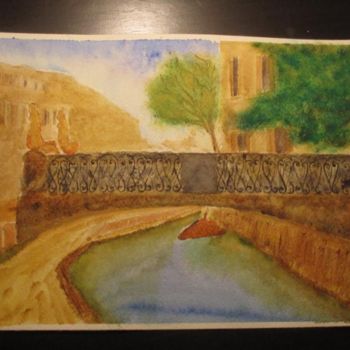 Peinture intitulée "el pont d'innamoraa" par Watercolorwalt, Œuvre d'art originale, Huile