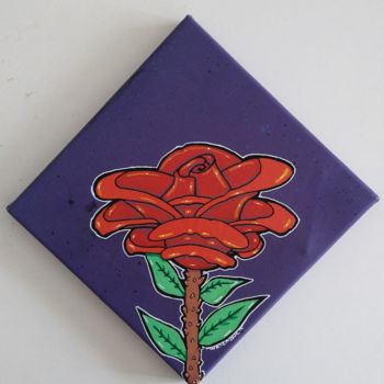 Peinture intitulée "rose rouge" par Waterone Creation, Œuvre d'art originale, Acrylique