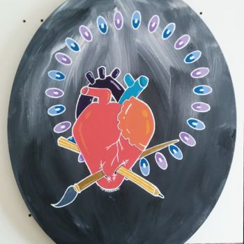 Peinture intitulée "cœur art" par Waterone Creation, Œuvre d'art originale, Acrylique