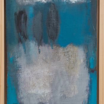 Painting titled "Composition Azure" by Wayne Sleeth, Original Artwork, Acrylic Mounted on Wood Stretcher frame