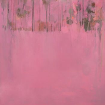 Painting titled "Composition in Pink" by Wayne Sleeth, Original Artwork, Oil Mounted on Wood Stretcher frame