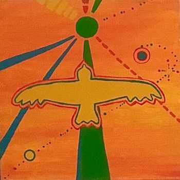 Painting titled "Aguila sagrado" by Elia Deza (Wayta), Original Artwork, Oil