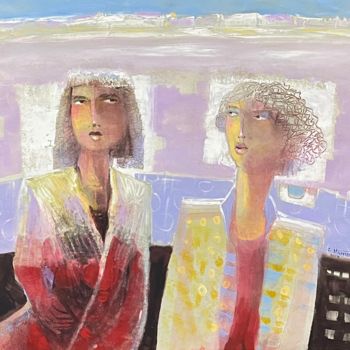 Painting titled "Sisters by circumst…" by Wazzan Sa, Original Artwork, Acrylic