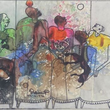 Malerei mit dem Titel "The tribe" von Wazzan Sa, Original-Kunstwerk, Tinte