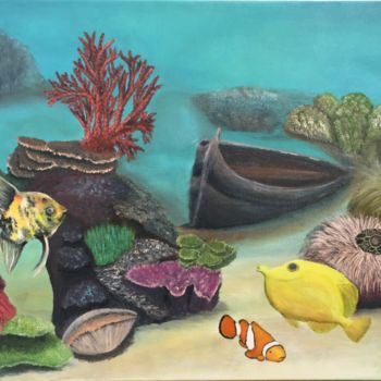 Peinture intitulée "Aquarium marin.jpg" par Wdiez, Œuvre d'art originale, Acrylique