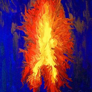 Malerei mit dem Titel "das Feuer" von Elmar Goeke, Original-Kunstwerk, Öl