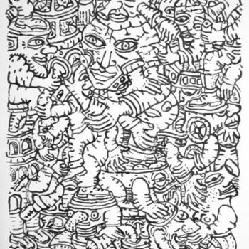 Zeichnungen mit dem Titel "Multitasking" von Eric G. C. Weets, Original-Kunstwerk, Tinte