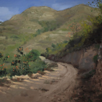Painting titled "Green Trail" by Wei Jia, Original Artwork, Oil