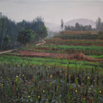Malerei mit dem Titel "Fields of Corn" von Wei Jia, Original-Kunstwerk, Öl