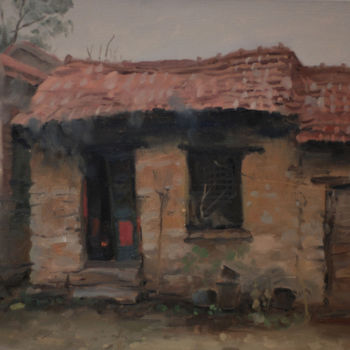 Painting titled "Cottage" by Wei Jia, Original Artwork, Oil