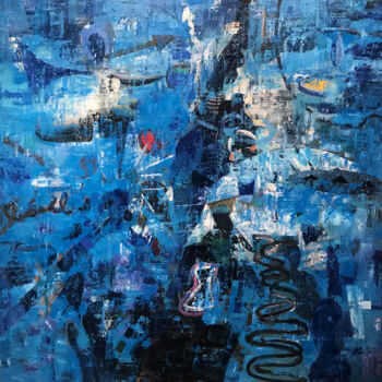 Painting titled "blue perception 2" by Weilong Chen, Original Artwork, Acrylic
