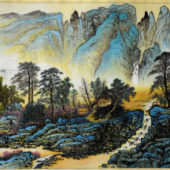 Schilderij getiteld "Chinese watercolour…" door Weiping Li, Origineel Kunstwerk, Aquarel