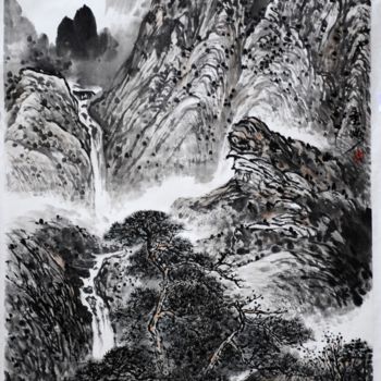 Ζωγραφική με τίτλο "Chinese watercolour…" από Weiping Li, Αυθεντικά έργα τέχνης, Ακουαρέλα