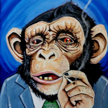 Peinture intitulée "Dr. Monkey Medicina…" par Wellington Wbp, Œuvre d'art originale, Acrylique