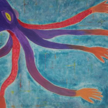 Ζωγραφική με τίτλο "Octopus Surreal" από Valeri Welsch, Αυθεντικά έργα τέχνης, Ακρυλικό