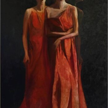 Painting titled "Les trois grâce-210…" by Wenwu Wen, Original Artwork, Oil