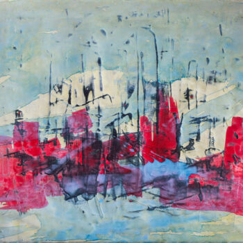 Pintura titulada "red nomos" por Werner Schaile, Obra de arte original, Oleo