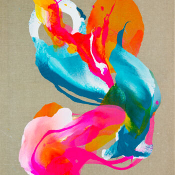 Картина под названием "Flow" - Weronika Dylag, Подлинное произведение искусства, Акрил Установлен на Деревянная рама для нос…