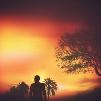 Arte digital titulada "Sunset of Henan" por Wesley Duong, Obra de arte original, Pintura Digital