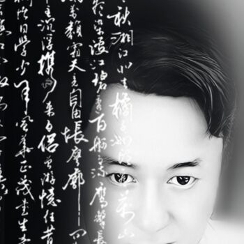 Arte digital titulada "Selfie & Calligraphy" por Wesley Duong, Obra de arte original, Pintura Digital